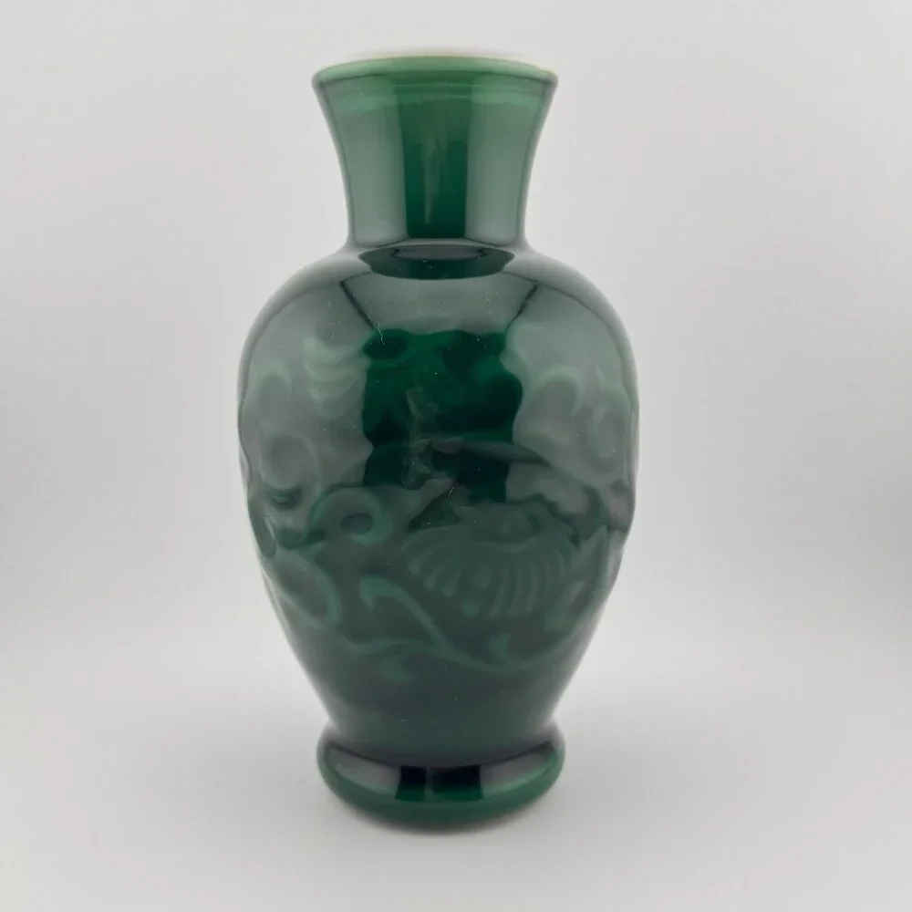 Vintage 1981 Avon Spring Bouquet Jade Green Milk Glass Fragrance Vase Collection